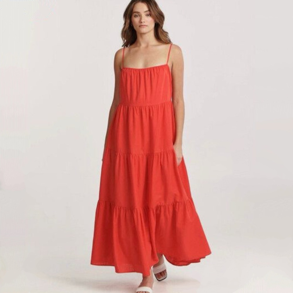 Charlie Holiday Jenna Linen Maxi Dress